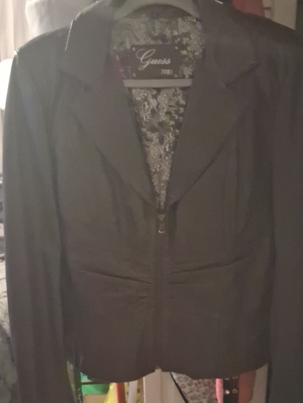 GUESS Black Women's Zip-Front Blazer Jacket